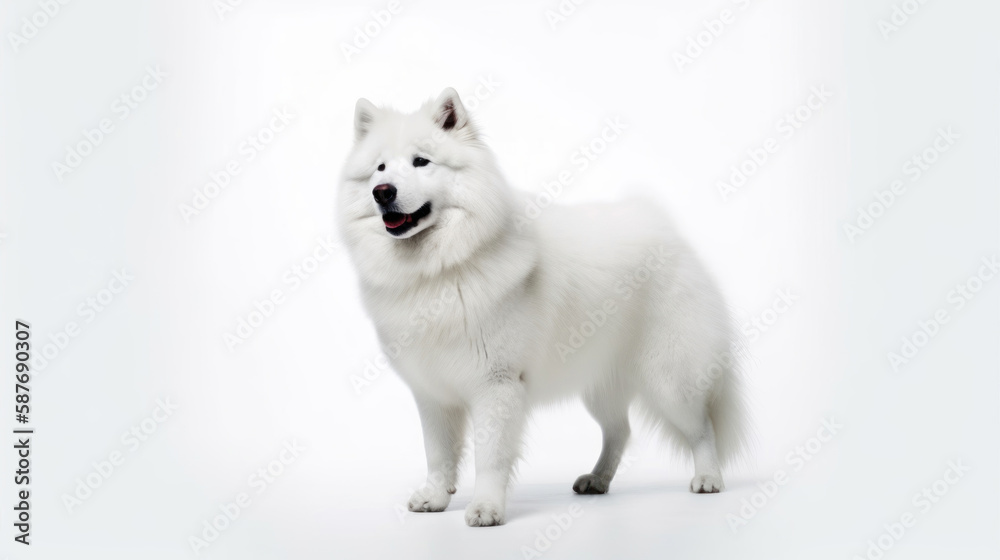 animal on the white Background dog  Samoyed generative ai