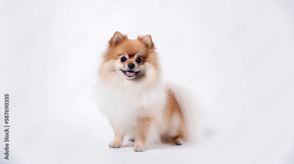 animal on the white Background dog Pomeranian miniature spitz generative ai animal on the white Background dog Pomeranian miniature spitz generative ai