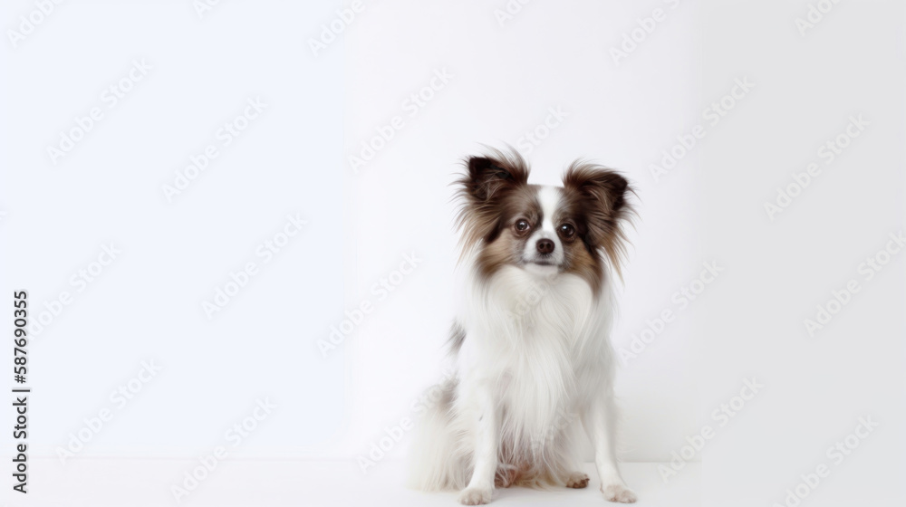 animal on the white Background dog Papillon generative ai animal on the white Background dog Papillon generative ai
