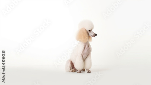 animal on the white Background dog poodle generative ai