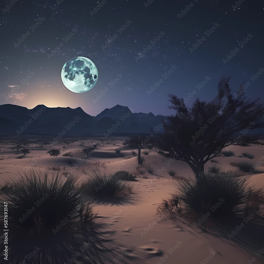 moon over the desert, Generative AI