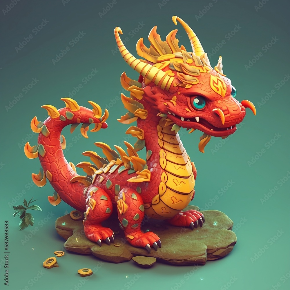 Fototapeta premium baby chinese dragon statue