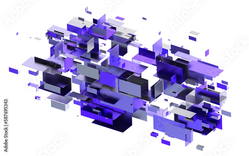 Purple geometric structure  3d render