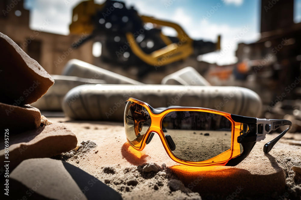 A safety eyeglasses for construction worker which is placed on ground
