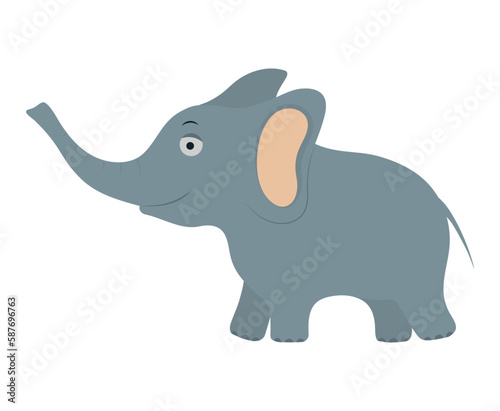 Cute little vector elephant illustration isolated on white background. Funny jungle animal © Мария мария