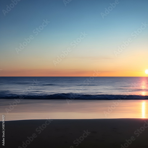 sunset on the beach - Beach landscape - Calm beach background for design - Sunset landscape for design - Generative AI