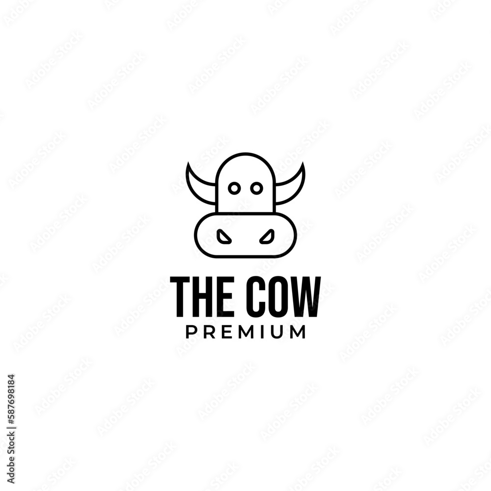 Vector head of a cow in a circle logo design concept for stock raising, meat dairy farm and food Vector head of a cow in a circle logo design concept for stock raising, meat dairy farm and food
