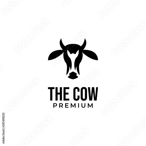 Vector head of a cow in a circle logo design concept for stock raising, meat dairy farm and food