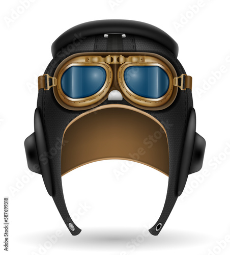 retro style pilot helmet vector illustration