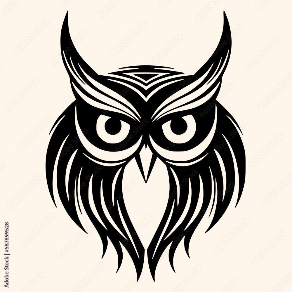 Owl vector for logo or icon,clip art, drawing Elegant minimalist style,abstract style Illustration	