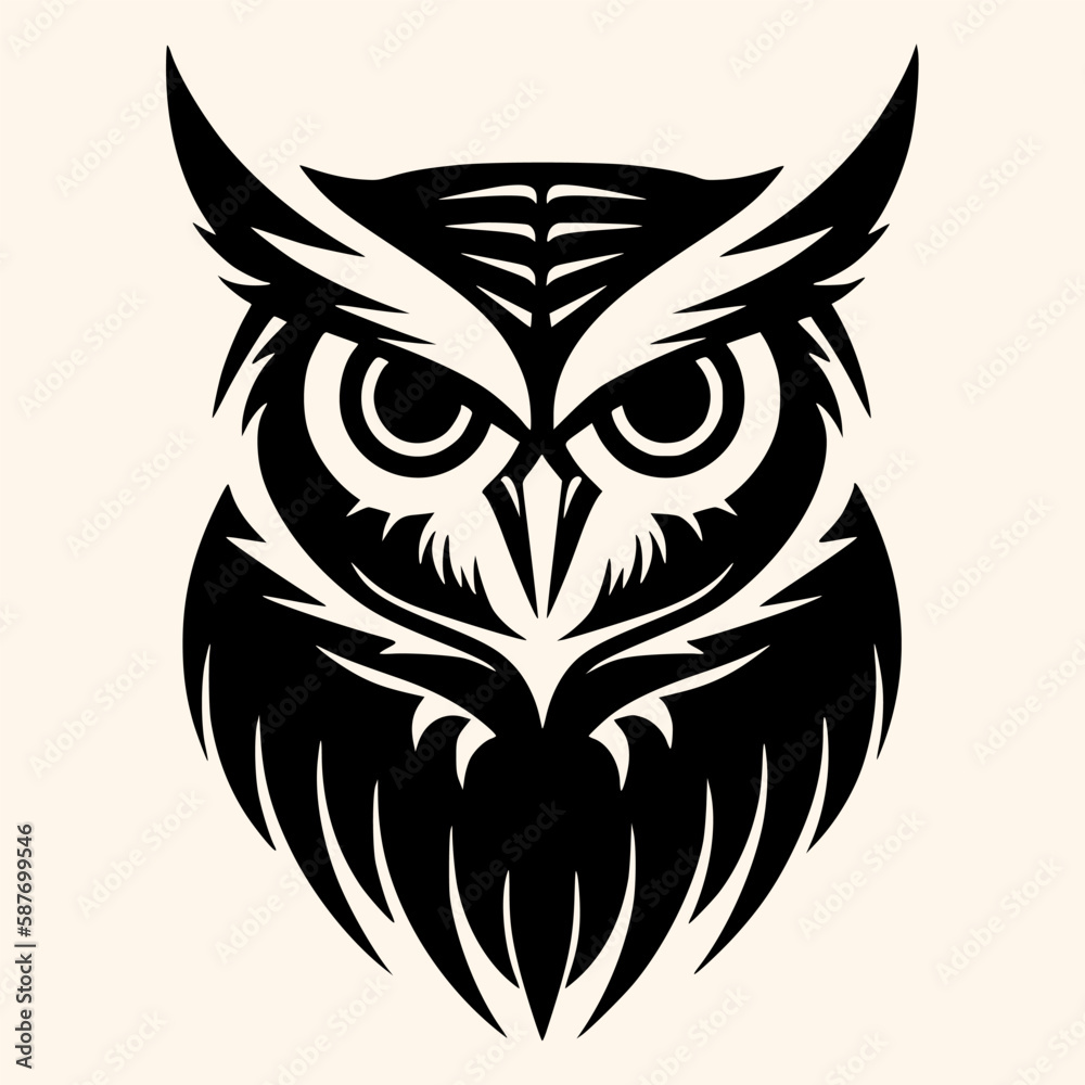 Owl vector for logo or icon,clip art, drawing Elegant minimalist style,abstract style Illustration	
