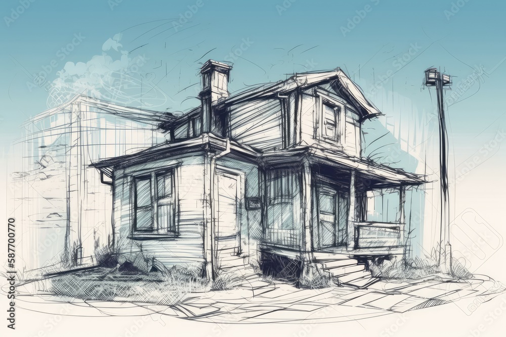 cozy house located on a street corner. Generative AI cozy house located on a street corner. Generative AI