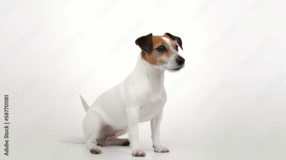 animal on the white Background dog Jack Russell generative ai