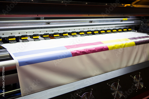 Large format sublimation printer for textiles. Printing industry.