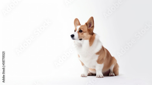 animal on the white Background dog corgi generative ai