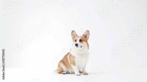 animal on the white Background dog corgi generative ai