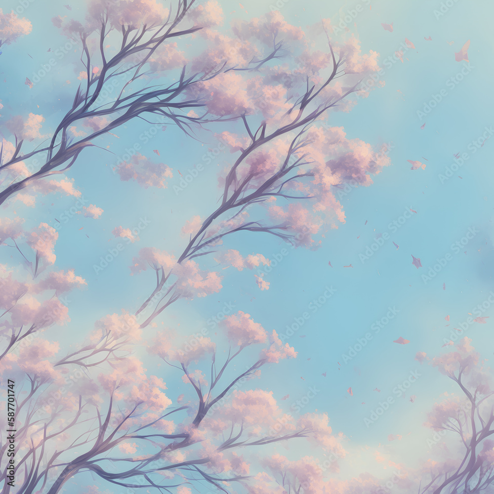 Cherry blossoms, cherry branches against a blue sky, spring background