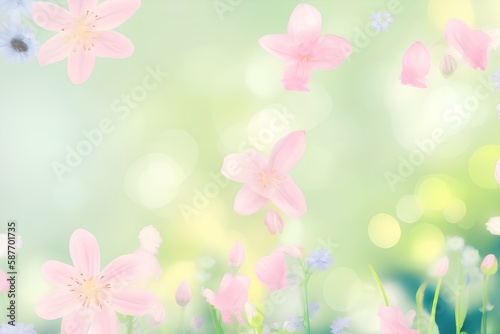 Spring background with flowers, soft light, gentle tones © Valerii
