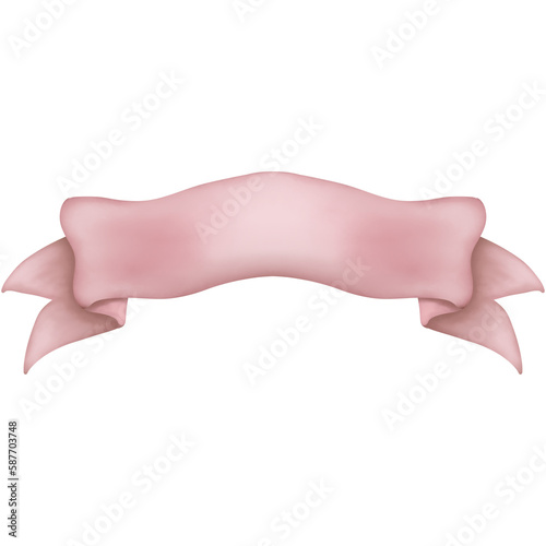 Hand drawn watercolor pink banner clipart isolated on transparent background.Birthday party decoration,wedding,invitation,etc.