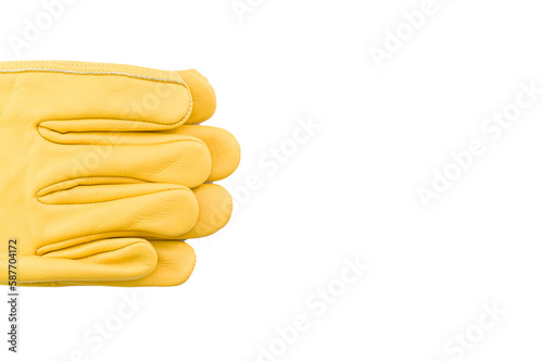immagine con paio di guanti da lavoro in pelle gialla su sfondo trasparente photo