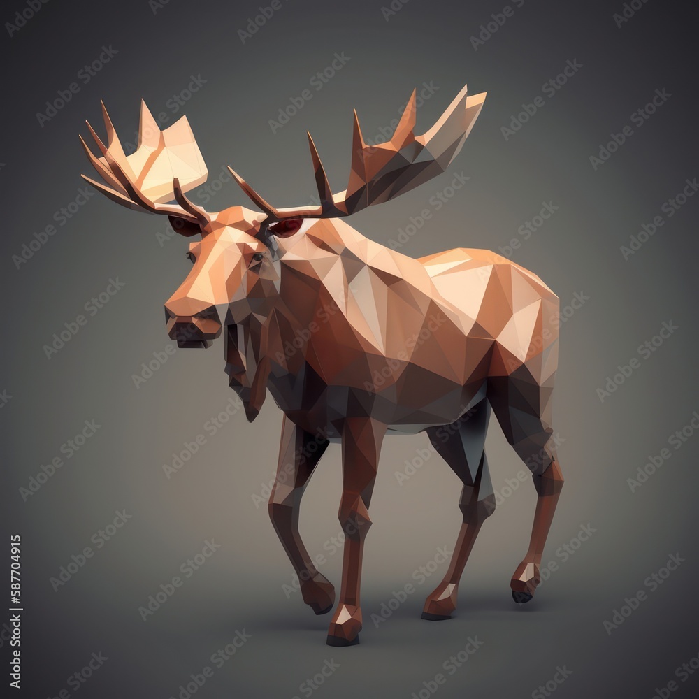 Obraz premium moose in low poly 3d
