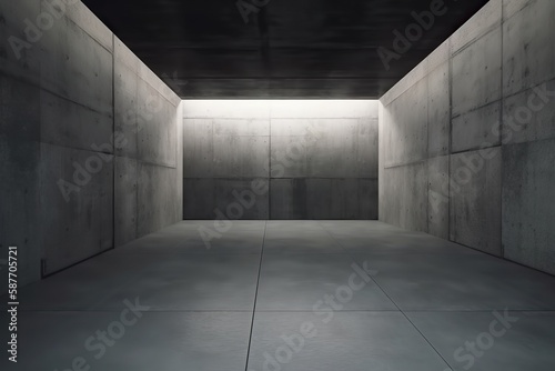 Unadorned concrete space with no furniture or fixtures, empty room interior, Generative AI