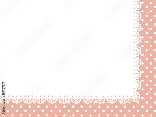 レースをあしらったヴィンテージ風ピンクドットの背景