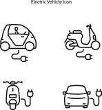 Electric vehicles line icons signs set. Design collection of Electric, Vehicles, EVs, Battery, Hybrid, Plug in. electric car, electric motorcycle.