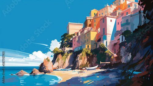 Obraz na płótnie Morning view of the small town of Amalfi on the Mediterranean coast, Italy w salonie