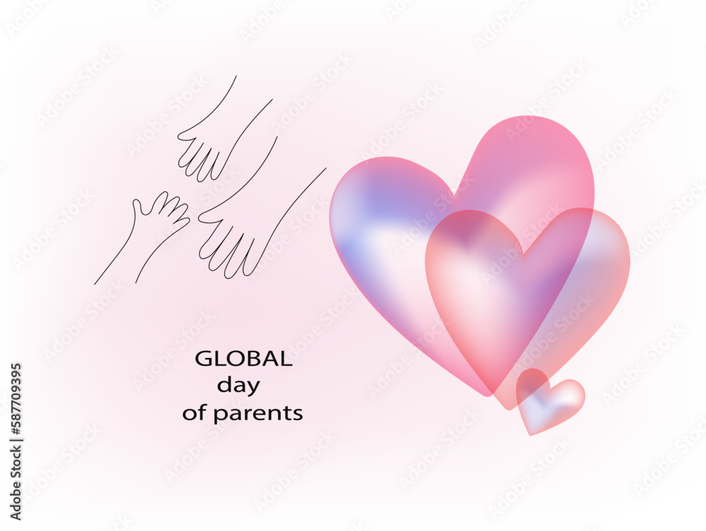 global day of parents vector doodle 3d illustration