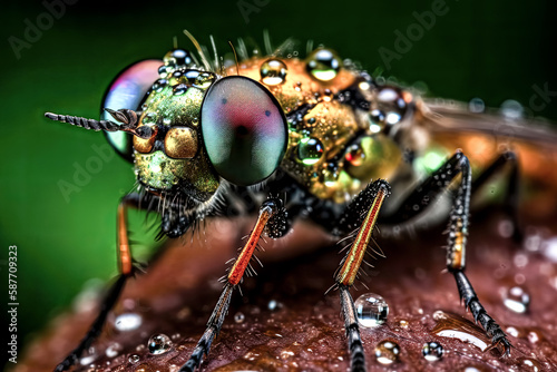 A Vivid close-up view of an insect is captured through macro photography - generative ai.