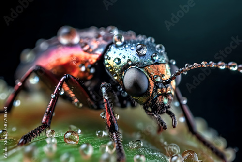 A close-up view of an insect reveals vivid details, showing the beauty of nature - generative ai. © Exuberation 