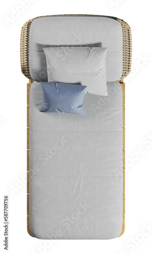 Photography Top view of Sun lounger chair - pool