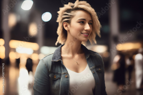 Wallpaper Mural Portrait of happy smiling Buyer enjoys shopping time at mall. Generative AI Torontodigital.ca