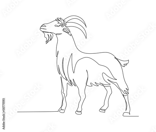 Continuous one line drawing of goat. simple sheep line art vector illustration. Editable stroke.