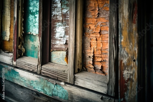 Close up shot of old rust wooden shuttered window. Generative AI © Pajaros Volando