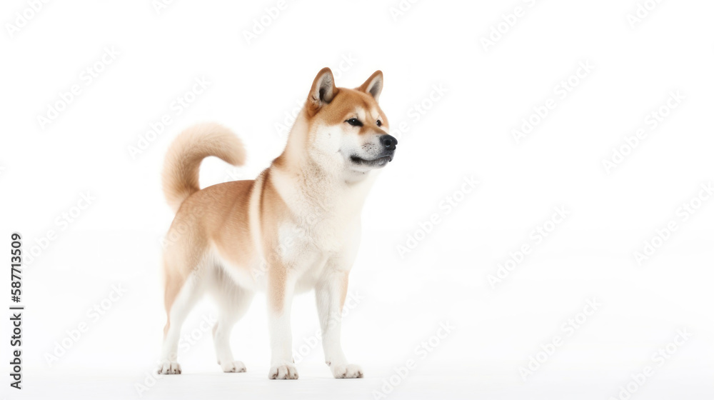 animal on the white Background dog Akita Inu generative ai