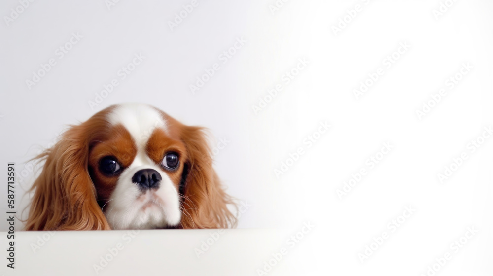 animal on the white Background dog Cavalier King Charles spaniel generative ai