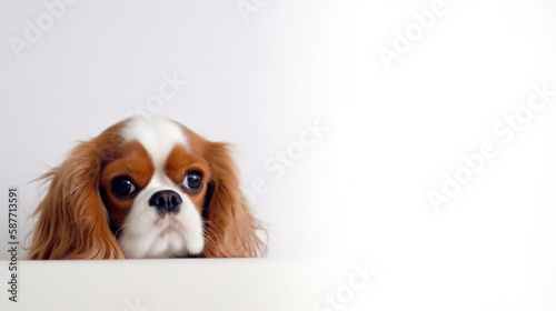 animal on the white Background dog Cavalier King Charles spaniel generative ai