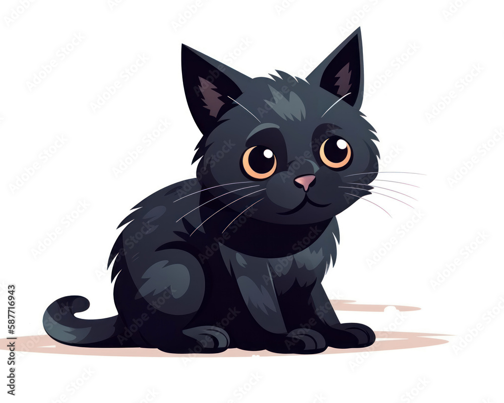 Cute cartoon black cat sitting on the floor. Vector illustration.
Cute cartoon black cat sitting on the floor. Vector illustration.