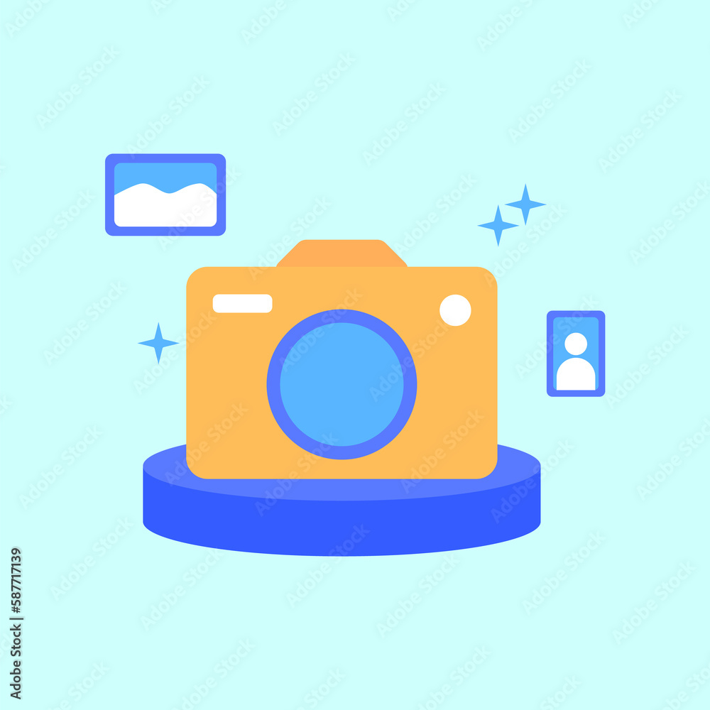 Flat design vector illustration part of modern office, dekstop, acconting, media, cyber security and camera Flat design vector illustration part of modern office, dekstop, acconting, media, cyber security and camera