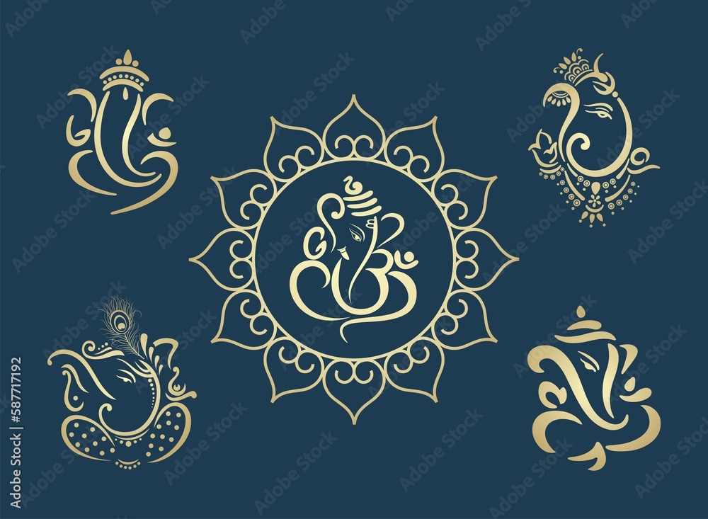 Ganesha, Aum, Hindu wedding card, Diwali, India	