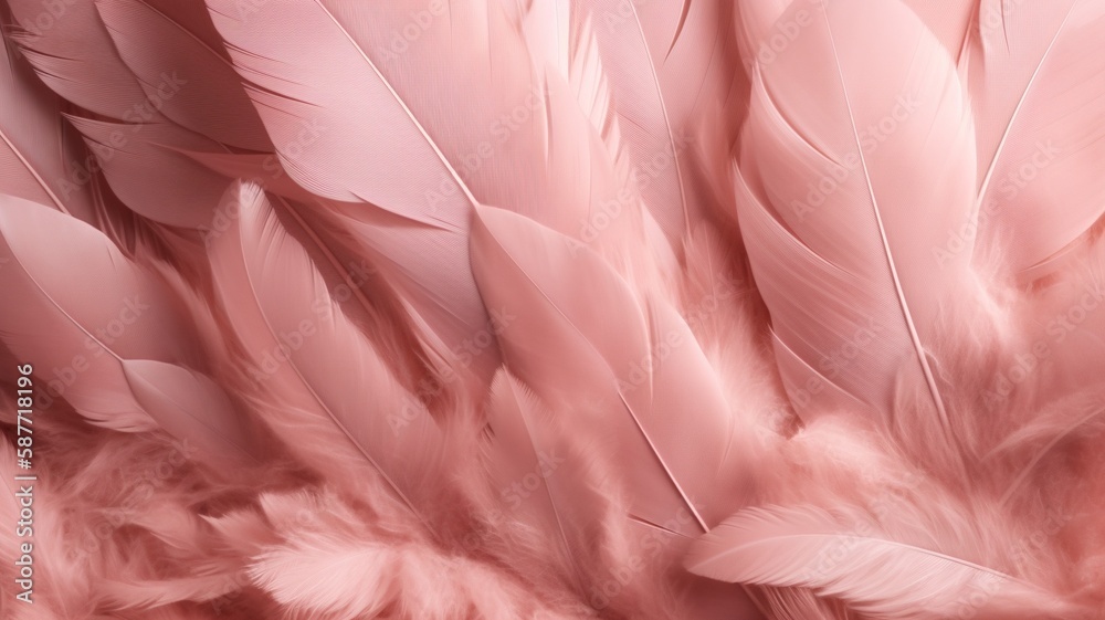 Generative AI, Beautiful light pink closeup feathers