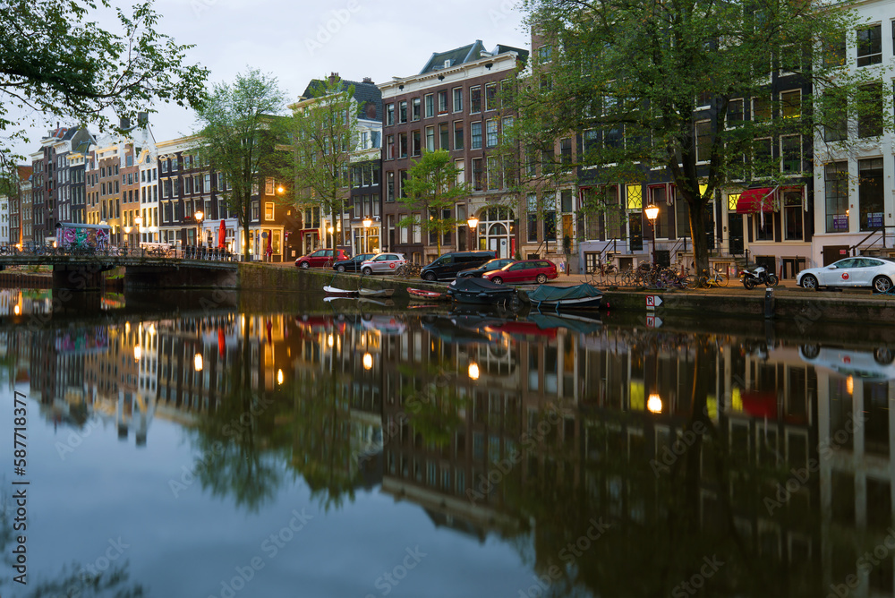 Early September morning on the city channel, Amsterdam