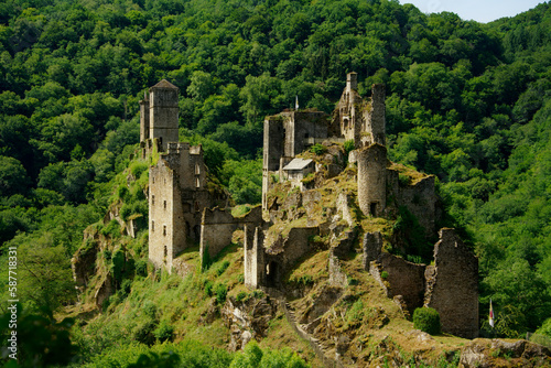 Les Tours de Merle (English : Towers of Merle). Beautiful ancient medieval fortress in Corrèze,  France. Ruins of a middle-age castle.