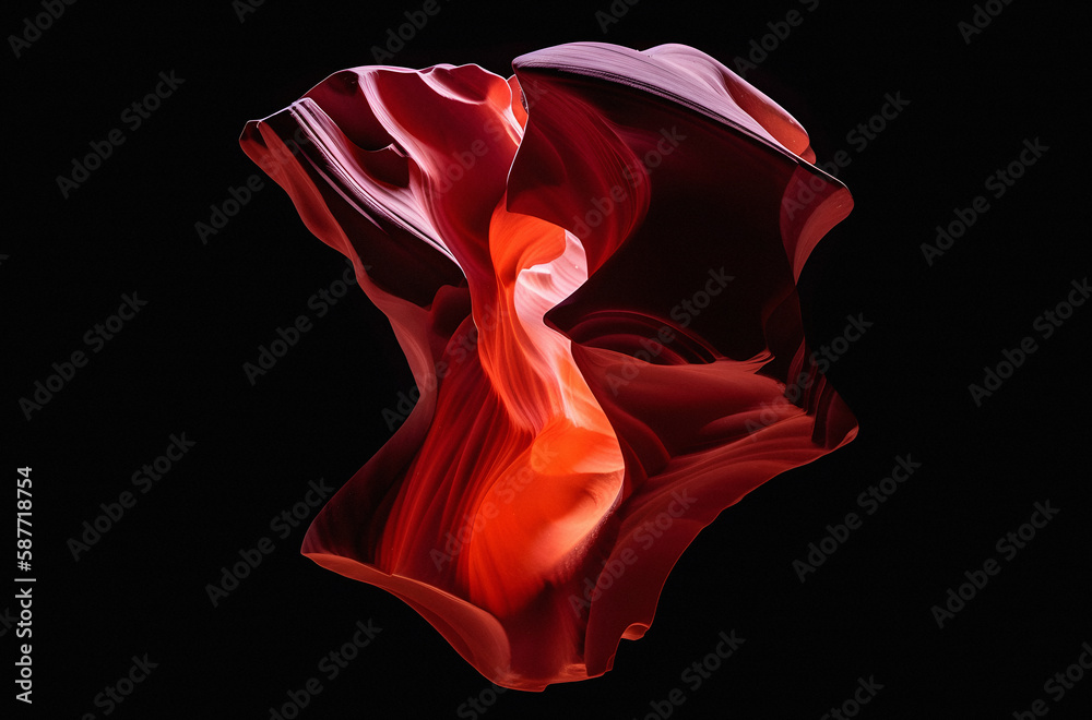 Wall Mural Sand abstract cosmic asteroid object, liquid shape form on black background isol
