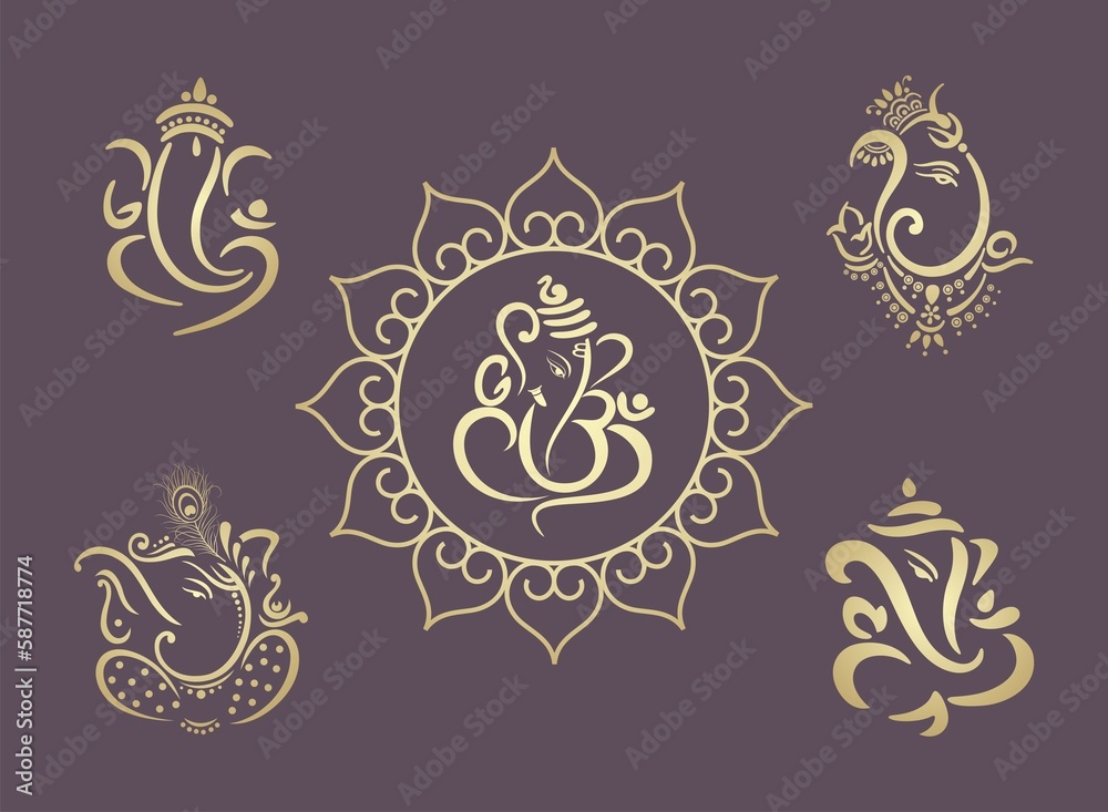 Ganesha, Aum, Hindu wedding card, Diwali, India Ganesha, Aum, Hindu wedding card, Diwali, India