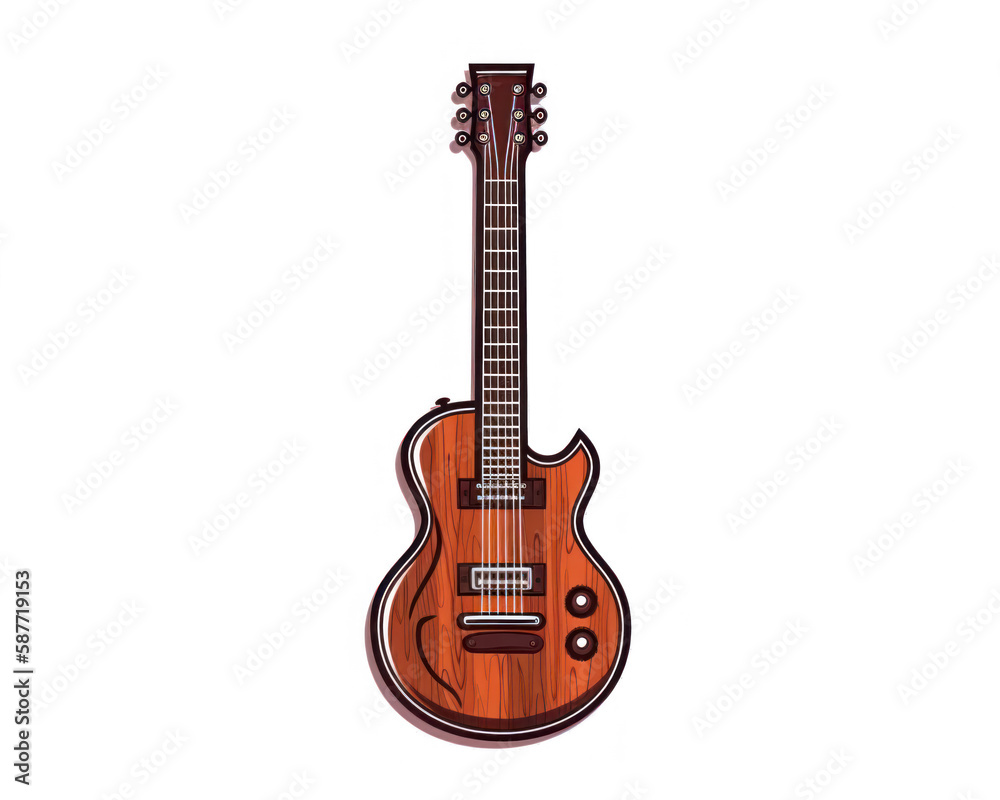 Electric guitar isolated on white background. Vector illustration in cartoon style.