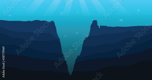 Vector silhouette mariana trench underwater sea illustration © Surkhab