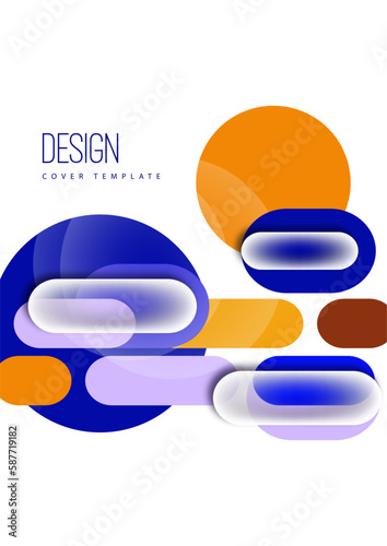 Overlapping geometric shapes and circles. Stylish trendy techno design background for business or technology presentations, internet posters or web brochure covers. Vector